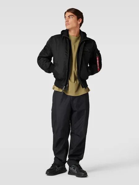 Бомбер с капюшоном Alpha Industries, черный