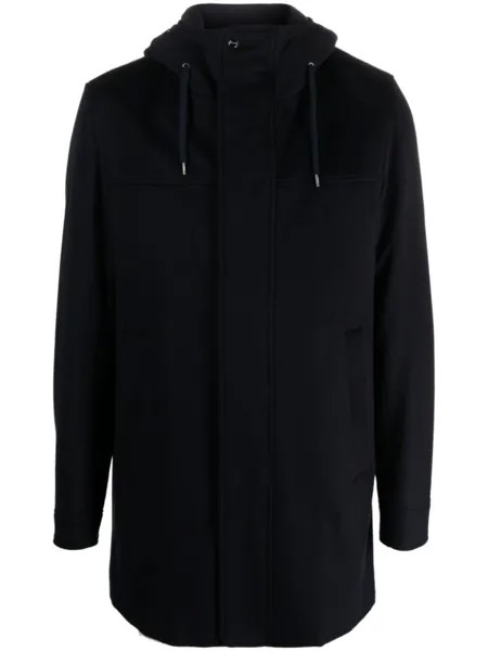 Herno concealed-fastening hooded coat, синий