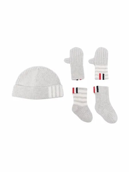 Thom Browne Kids комплект из шапки, варежек и носков с полосками 4-Bar