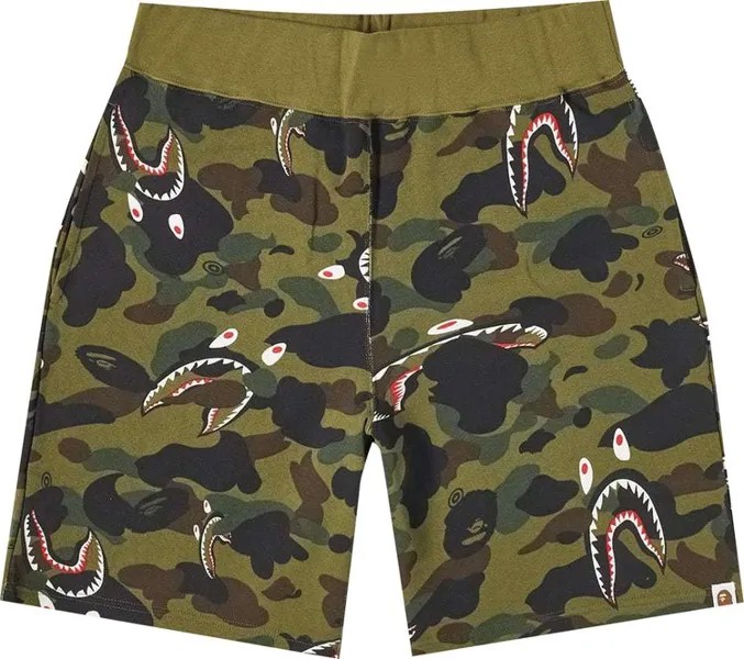 Спортивные шорты BAPE Shark 1st Camo Wide Sweatshort 'Green', зеленый