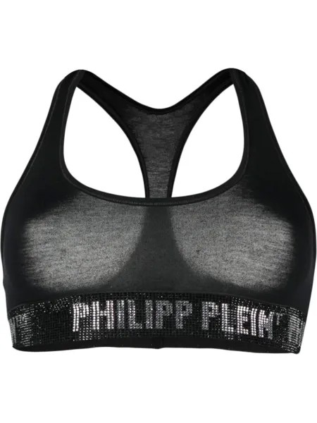 Спортивный бюстгальтер с логотипом Philipp Plein, черный