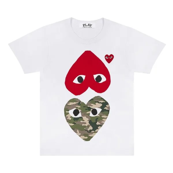 Футболка Comme des Garçons PLAY Upside Down Camo T-Shirt 'White', белый