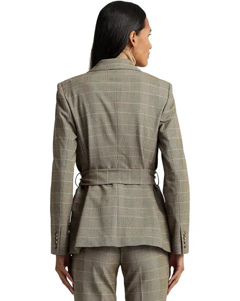 Блейзер LAUREN Ralph Lauren Checked Plaid Wool-Blend Twill Blazer, цвет Brown Multi