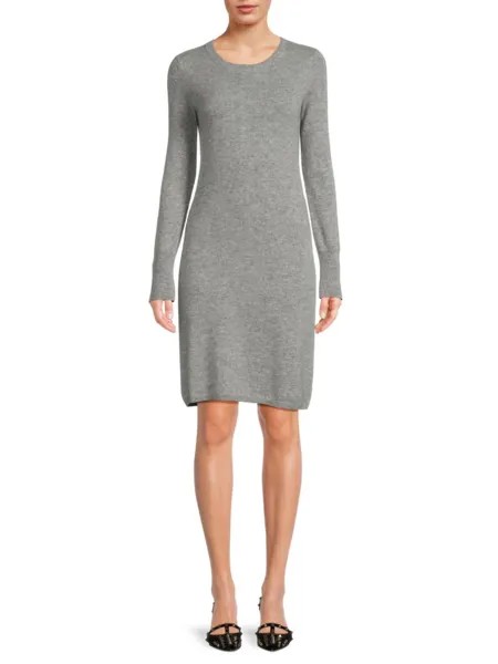 Классическое кашемировое платье-свитер с круглым вырезом Sofia Cashmere, цвет Medium Grey