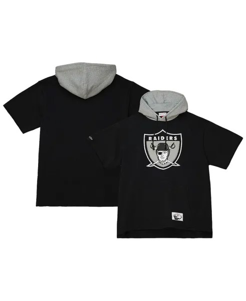 Мужская черная толстовка с короткими рукавами Las Vegas Raiders Postgame Mitchell & Ness