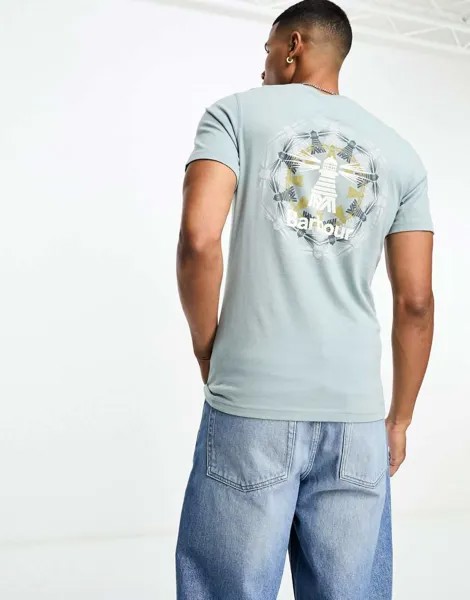 Голубая футболка с принтом на спине и рисунком Barbour Beacon Brathay
