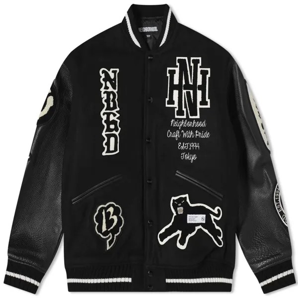 Куртка Neighborhood Stadium Wool Leather Varsity, черный