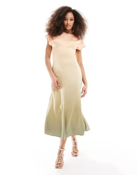 Платье миди & Other Stories Bias Cut Satin With Extended Shoulder, мультиколор