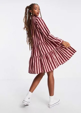Ярусное платье мини в полоску Vero Moda-Разноцветный