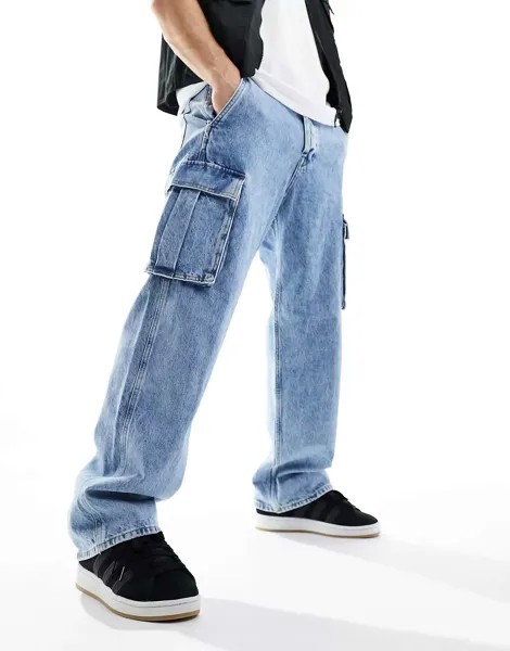 Синие джинсы широкого кроя-карго Jack & Jones