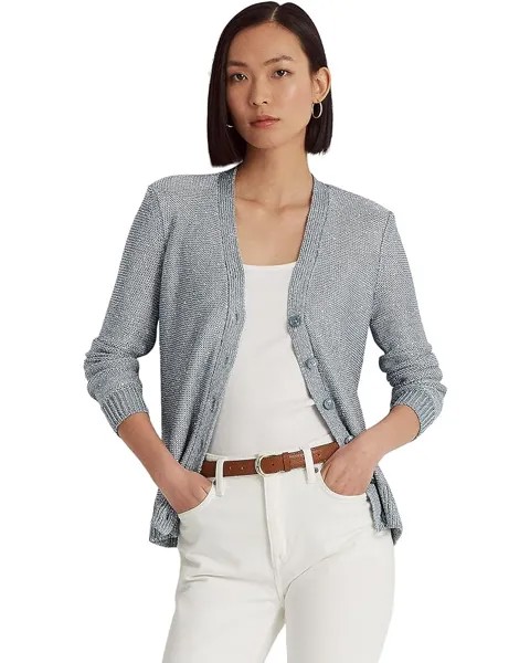 Свитер LAUREN Ralph Lauren Sequined Linen-Blend Cardigan, цвет Indigo Ocean Multi