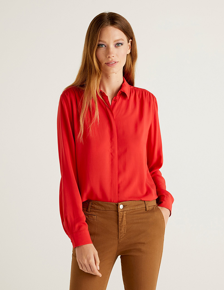 Рубашка женская United Colors of Benetton 21A_5SF05QC15 красная M