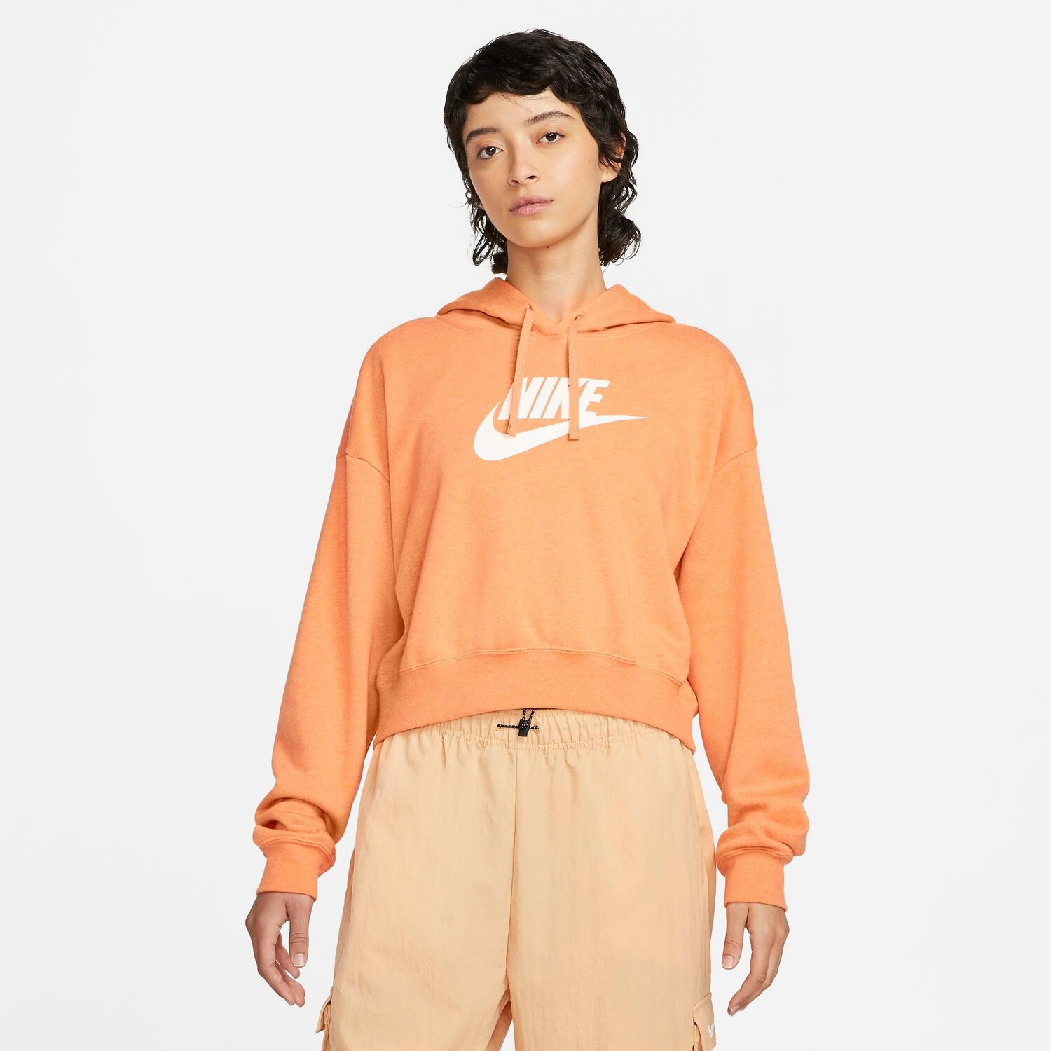 Женская укороченная флисовая худи Nike Sportswear Club, апельсин