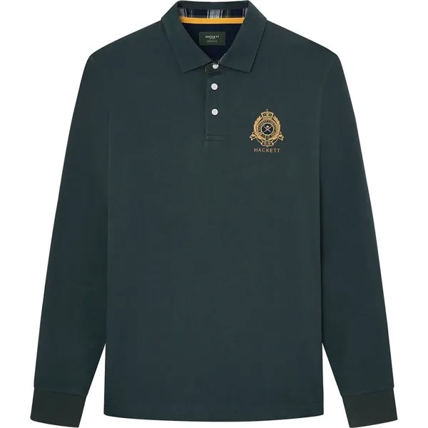 Поло с длинным рукавом Hackett Heritage Logo Rugby, зеленый