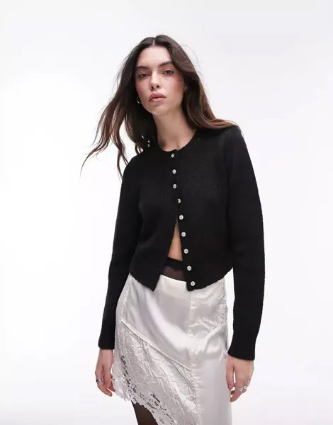 Черная куртка из микротрикотажа Topshop