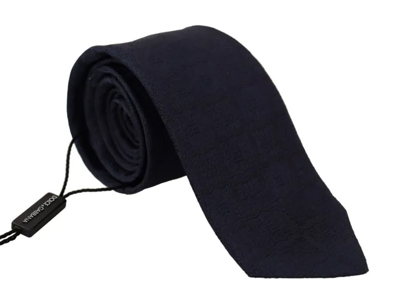 Галстук DOLCE - GABBANA из 100% шелка, синий, мужской галстук с фантазийным принтом, аксессуар, рекомендованная розничная цена 200 долларов США.