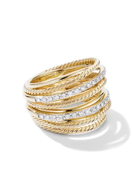 David Yurman золотое кольцо Crossover с бриллиантами