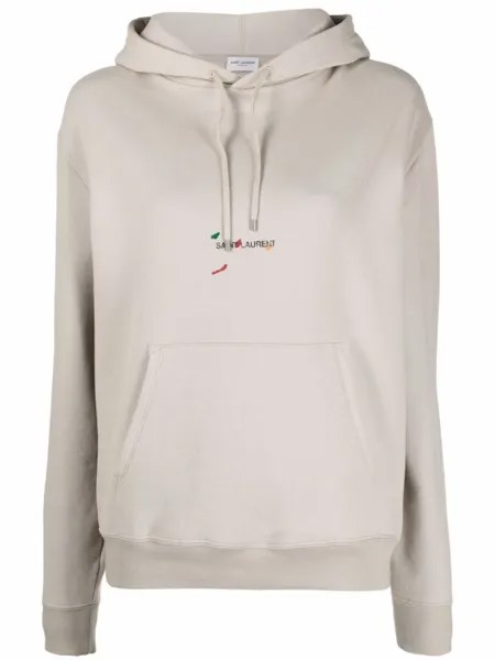 Saint Laurent худи с логотипом, нейтральный цвет