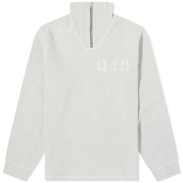 Толстовка Sunspel X Nigel Cabourn Half Zip Sweatshirt, цвет Light Grey Melange