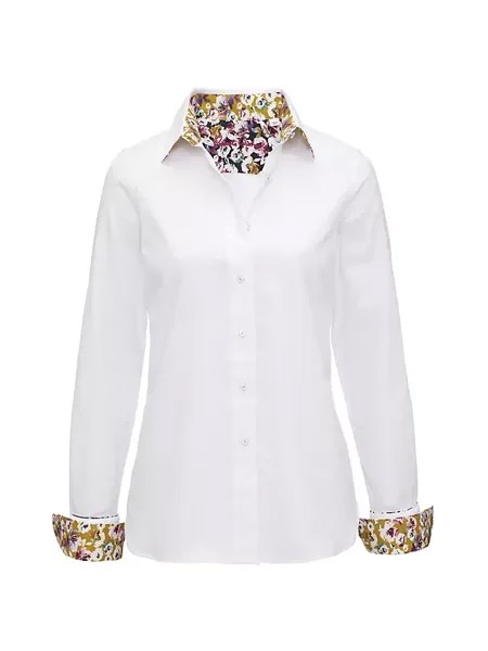 Атласная рубашка Priscilla на цветочной подкладке Robert Graham, белый