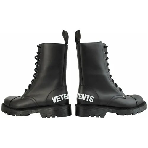 VETEMENTS Черные ботинки на шнуровке с логотипом 45