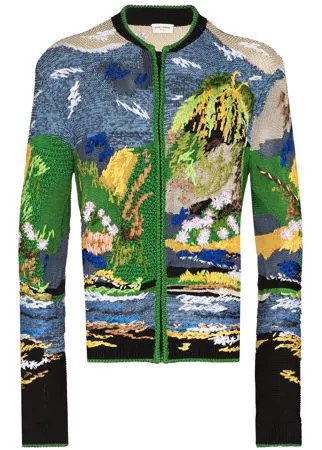 Saint Laurent кардиган на молнии с принтом