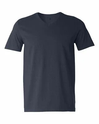 Мужская футболка из 100% хлопка с коротким рукавом и V-образным вырезом, темно-синий размер 4XL, большие размеры
