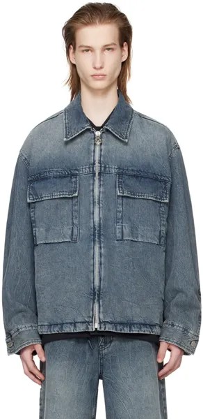 Синяя джинсовая куртка с эффектом потертостей Solid Homme, цвет Blue