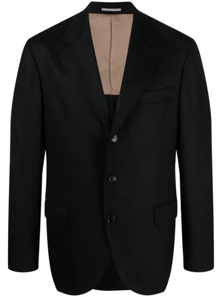 Brunello Cucinelli однобортный шерстяной пиджак, черный