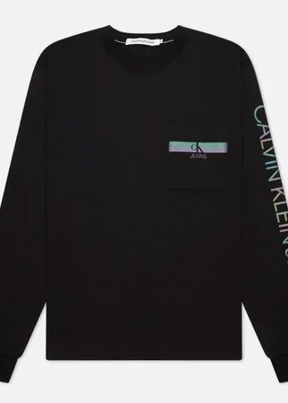 Мужской лонгслив Calvin Klein Jeans LS Iridescent Pocket, цвет чёрный, размер M