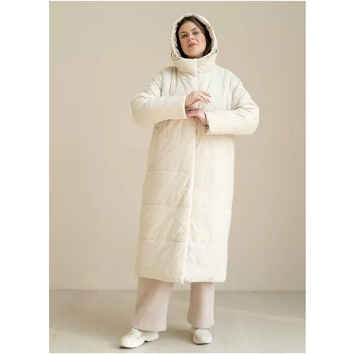 Куртка  Modress зимняя, силуэт прямой, утепленная, стеганая, размер 56, экрю
