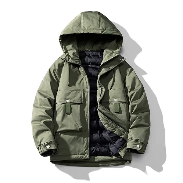 Парка мужская в стиле милитари, зимнее пальто с капюшоном, ветрозащитная зимняя ветровка-карго в стиле сафари, утепленная пуховая куртка
