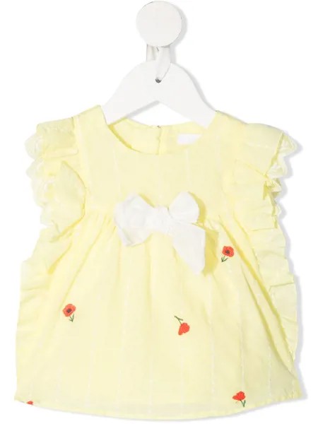 Chloé Kids блузка с оборками и цветочной вышивкой