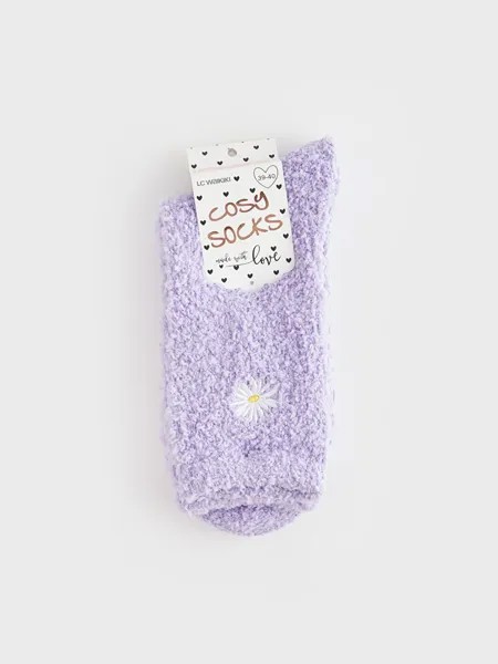 Женские домашние носки с вышивкой LCW DREAM, светло-сиреневый