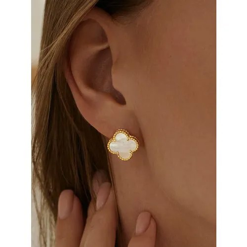 Серьги с подвесками MIESTILO, желтое серебро, платина, золото, 925 проба, золочение, перламутр, размер/диаметр 13 мм, длина 1.3 см, желтый, золотой