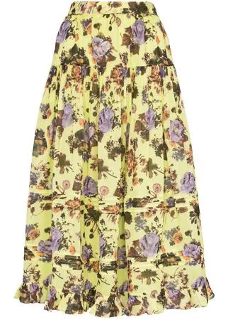 Ulla Johnson ярусная юбка Eugine с цветочным принтом