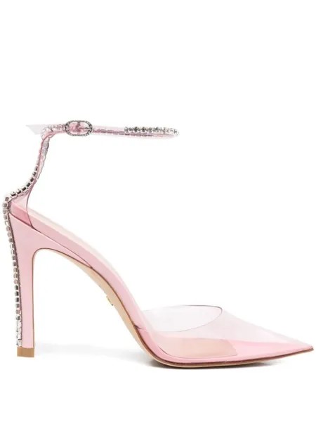Stuart Weitzman туфли с кристаллами и заостренным носком, розовый