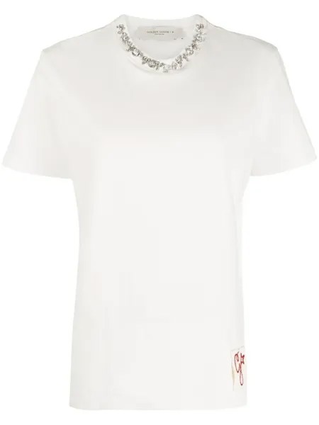 Golden Goose футболка с вышивкой, белый