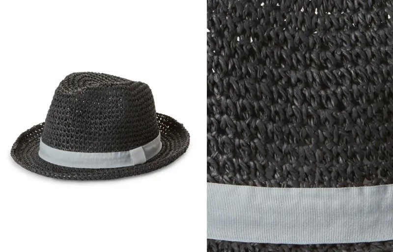 NORDSTROM Складная складная шляпа-ведро Fedora серо-черного цвета с ремешком S/M NWT
