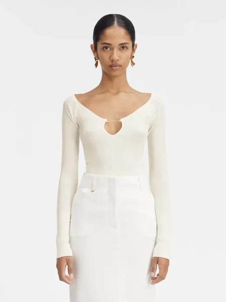 Топ с длинными рукавами и фестонами Ле Пралу Jacquemus, белый