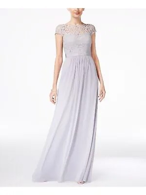 ADRIANNA PAPELL Женское светло-фиолетовое вечернее платье макси с короткими рукавами 8