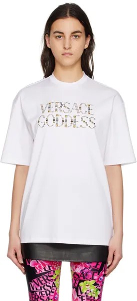 Белая футболка с заклепками Goddess Versace