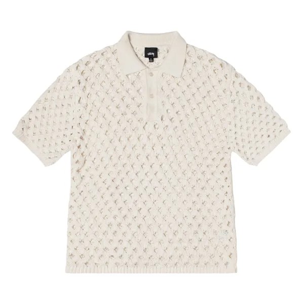 Свитер-поло Stussy в крупную сетку, цвет Слоновая кость
