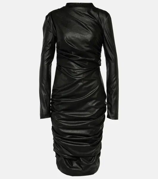 Платье миди из искусственной кожи со сборками Tom Ford, черный