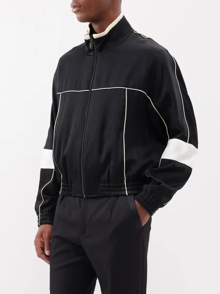 Бомбер teddy с атласной окантовкой Saint Laurent, черный