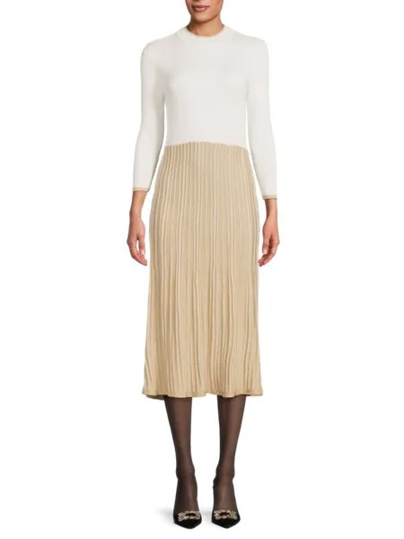 Платье-свитер с цветными блоками Saks Fifth Avenue, цвет Frost White