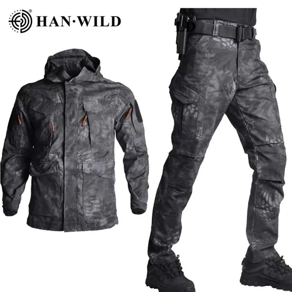 HAN WILD M65 костюм военная Униформа камуфляжные куртки и брюки армейская тактическая мужская одежда походная охотничья ветровка костюм