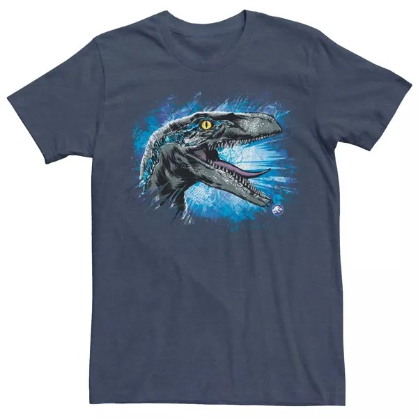 Мужская синяя футболка с брызгами Raptor Jurassic World