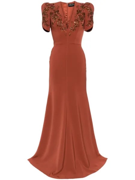 Jenny Packham креповое платье Serenade, коричневый