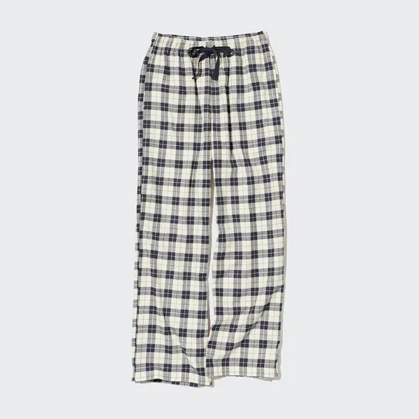 Брюки Uniqlo фланелевые эластичные свободные прямые, белый
